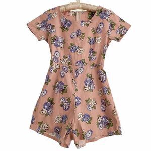 The Butter Girls Romper Cotton Blush Blue Floral